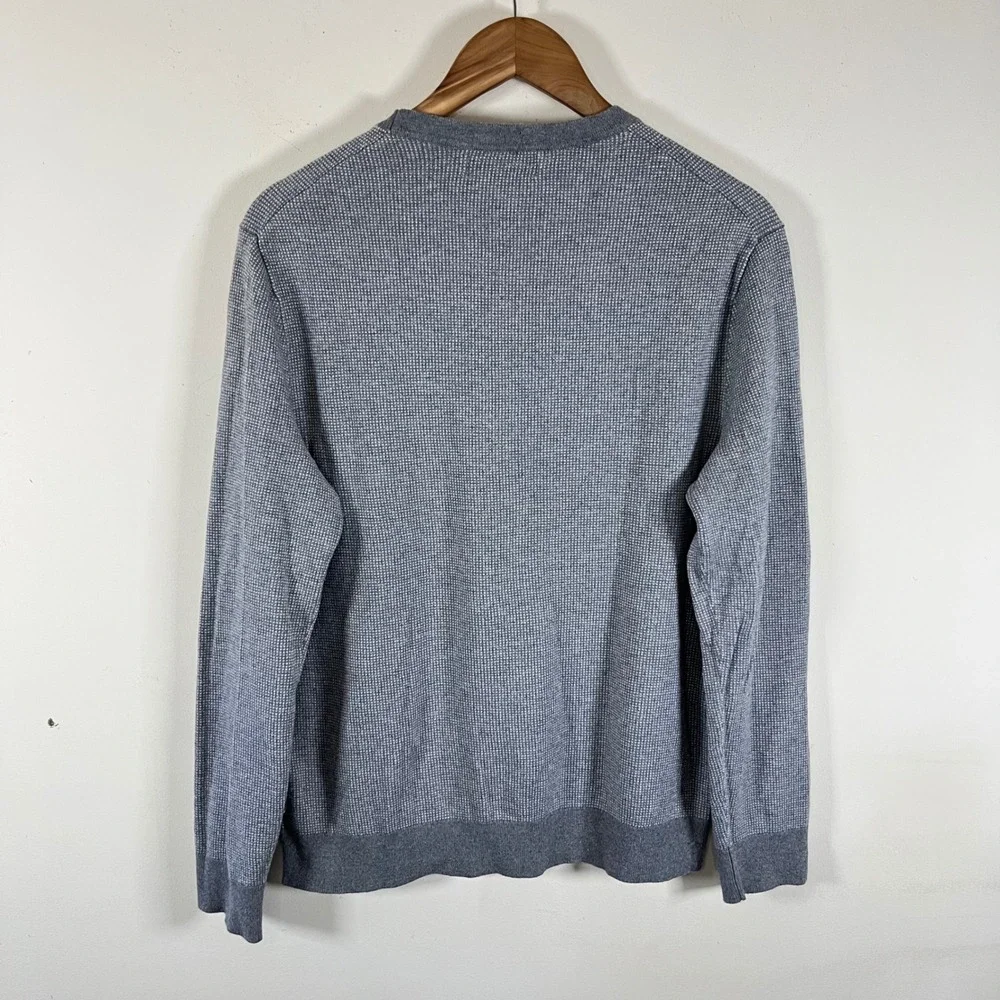 Banana Republic Luxe Yarn Crewneck Birdseye Knit Gray Sweater Minimalist Large